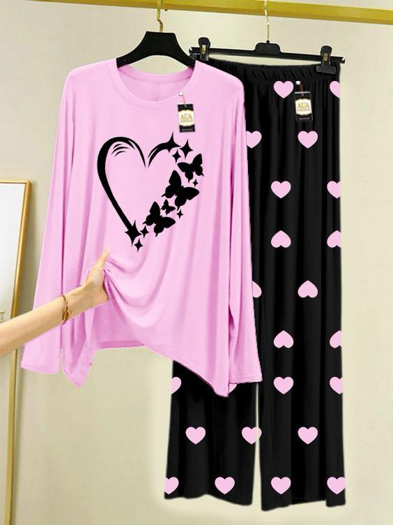 New heart design printed nightwear for women