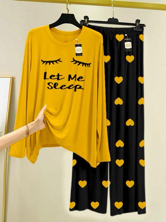New yellow design printed nightwear for women