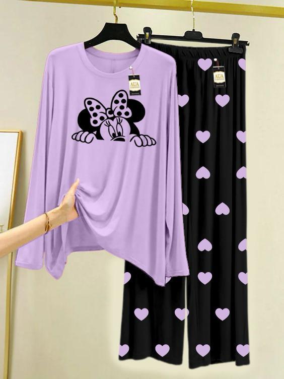 New purple Micky mouse design printed nightwear for women