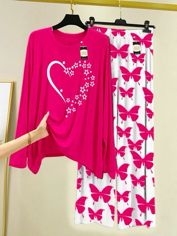 New heart design printed nightwear for women