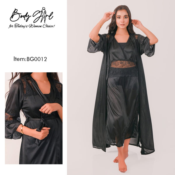 Hot Sexy Nighty Set 2 Piece For Women / Short Night Suit Purple (GOWN + Inner Dress)