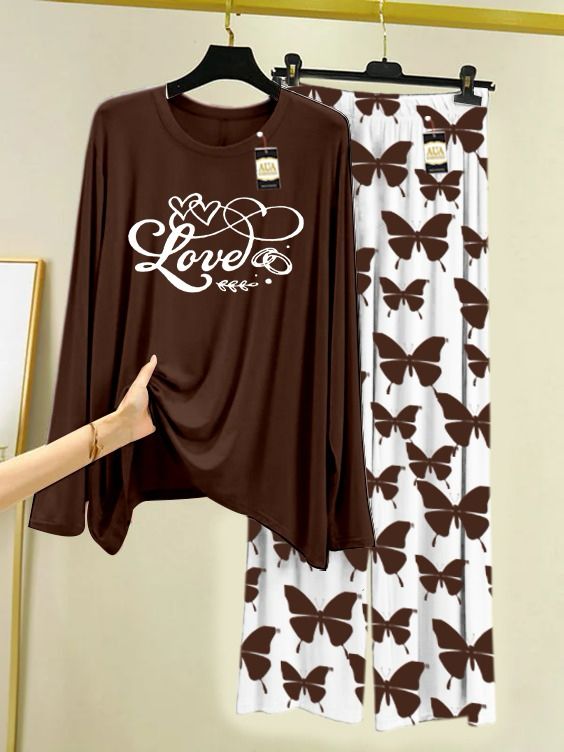 New brown love design women nightwear