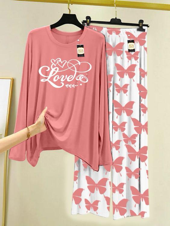 New peach love design printed nightwear for women