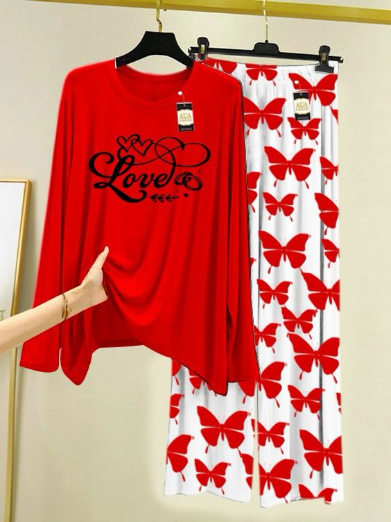 New love prints red women nightwear