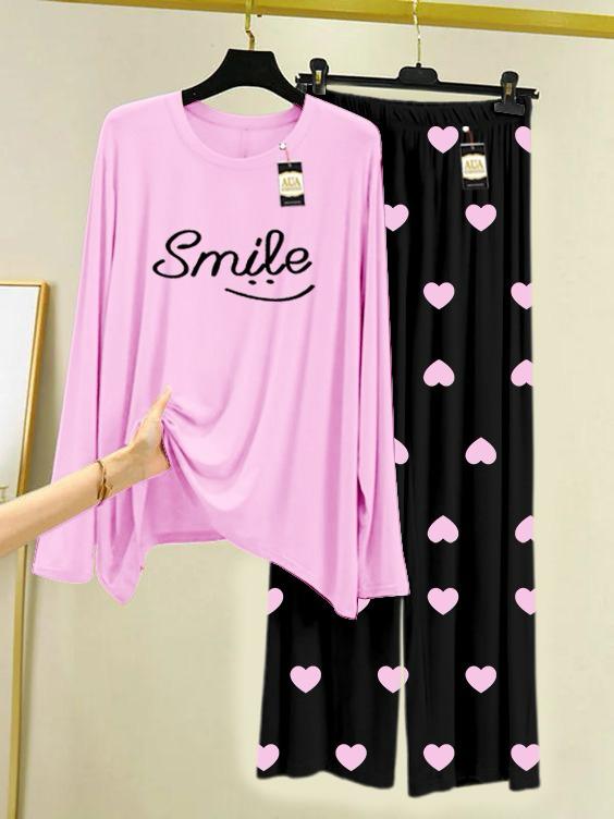 New babypink smile design printed nightwear for women