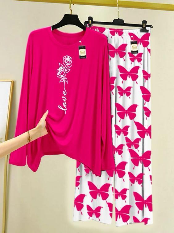 New flower design love printed nightwear for women