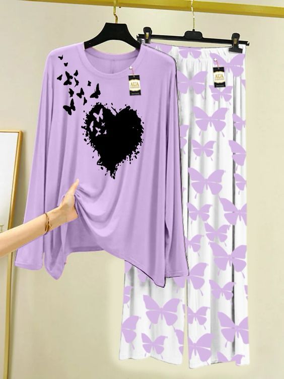 New heart printed love women nightwear