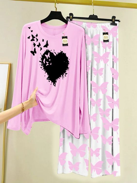 Heart design new pink women nightwear