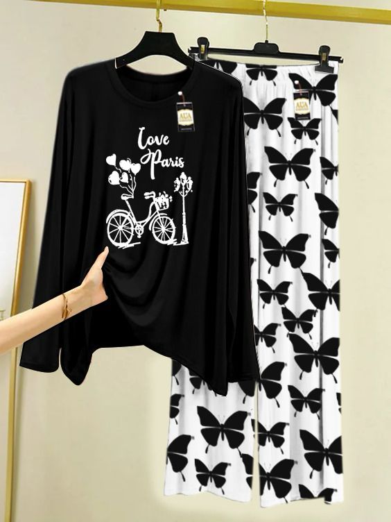 New black cycle print women nightwear