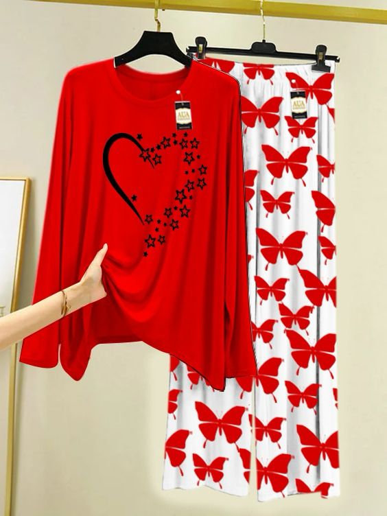 New red heart star design women nightwear
