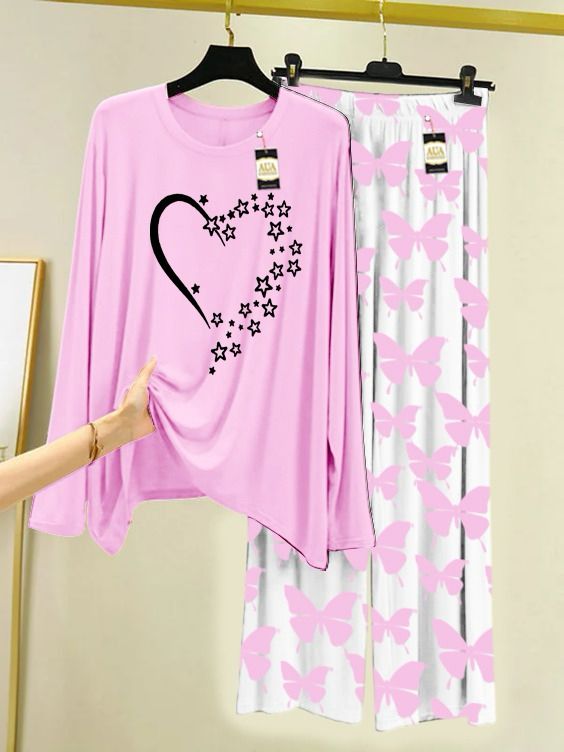 Heart design women new pink article nightwear