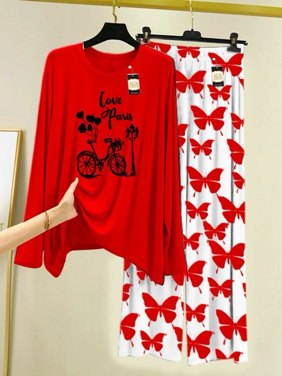 Love cycle print new red women nightwear