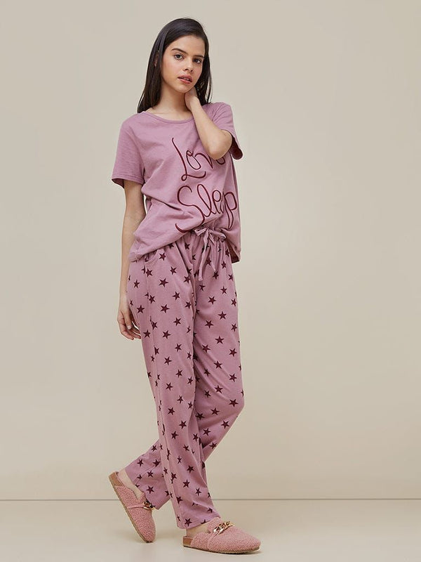 Love Sleep Printed Half Sleeves Night Suit For Her (AA-147)