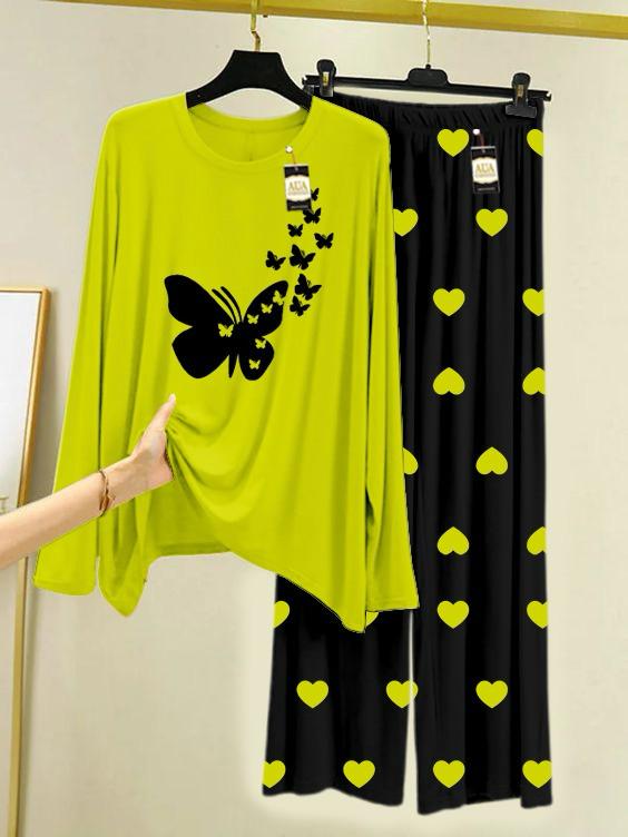 New green butterfly Design Printed Nightwear for women