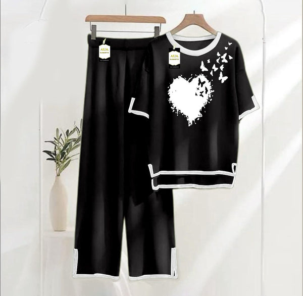 HEART AND FLYING MINI BUTTERFLY FOR SUMMER COLECTION TURKISH CO-ORD SET FOR WOMEN