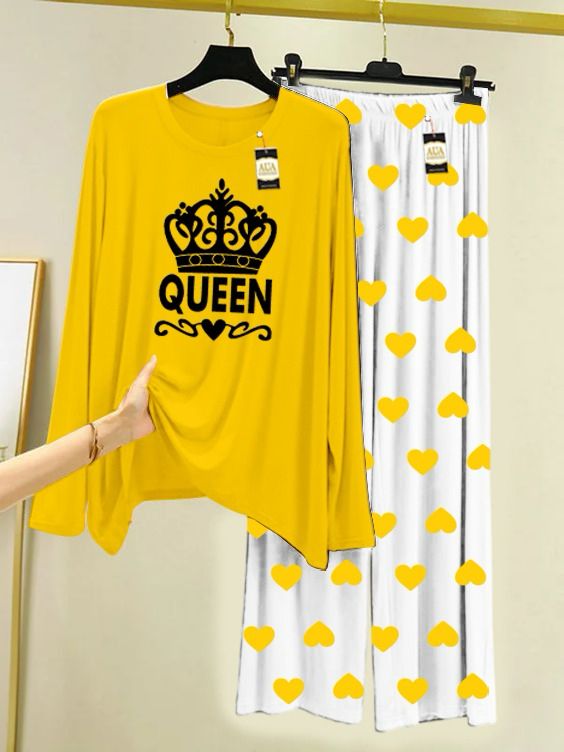 MUSTARD QUEEN PRINTED MINI HEART PRINTED TROUSER