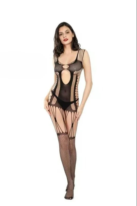 Fishnet Nylon Black Color Full Body Stockings