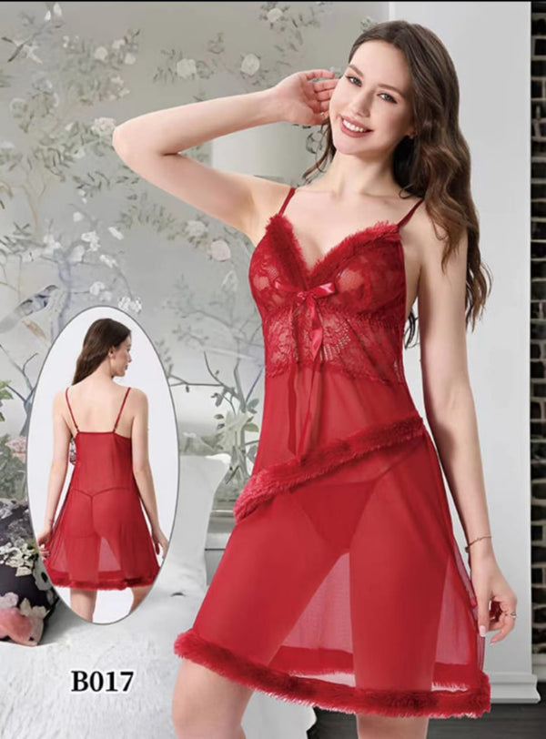 Sexy Cotton Net Short Nighty For Women