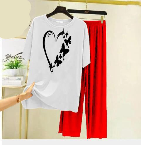 HEART AND FLYING BUTTER FLY NIGHT WEAR SUIT