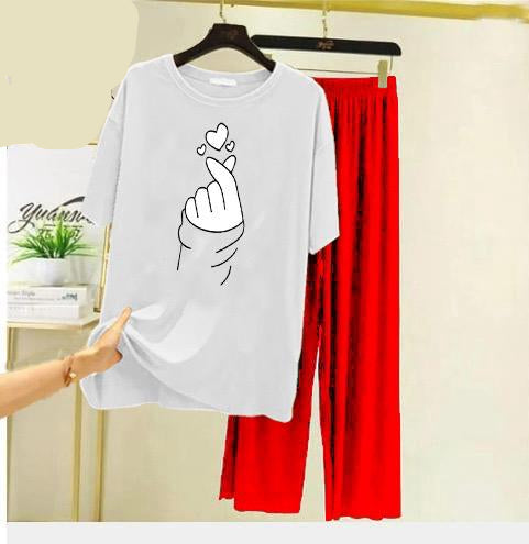 HEART PRINTED NIGHT WEAR SUIT