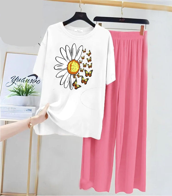 SUN FLOWER PRINTED NIGHT WEAR SUIT